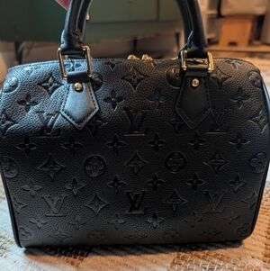 Louis Vuitton Black Speedy 25' Embossed Alma BB Satchel (Monogram Empreinte)